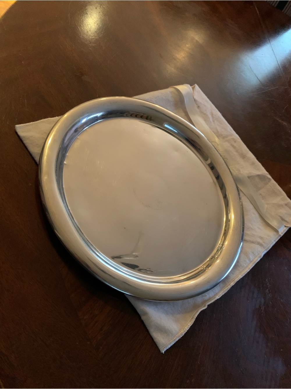 Vintage Cartier Silver Oval Serving Tray - Polished Metal
